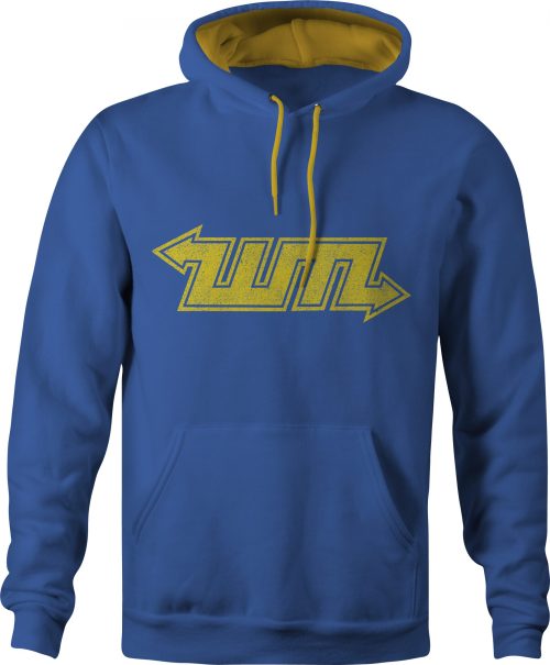 WMPTE buses contrast varsity hoody in blue and yellow