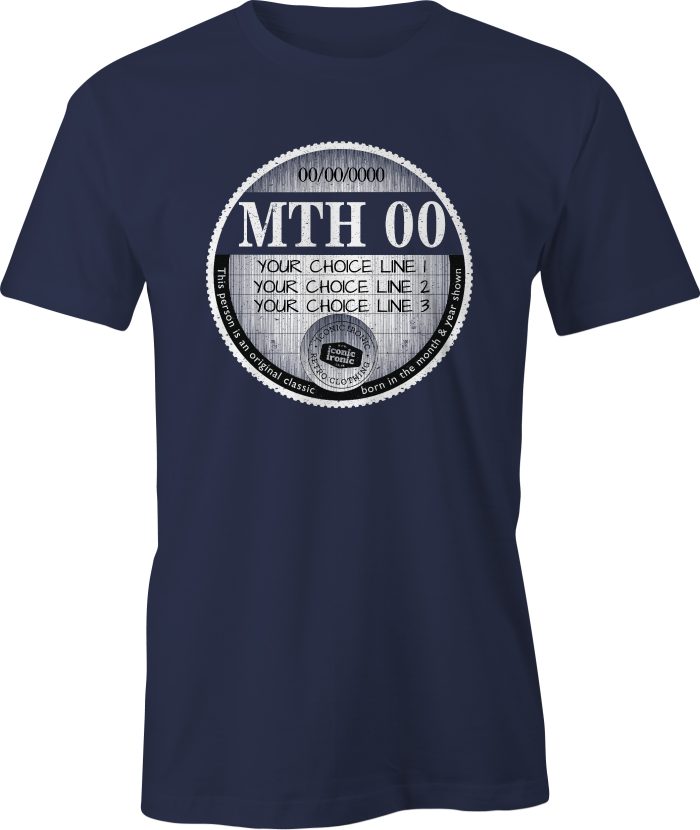 Navy car tax t-shirt with large graphic