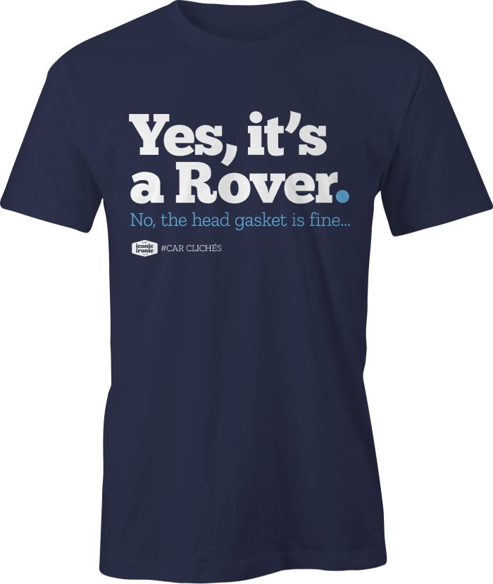 Rover head gasket car cliché t-shirt in navy