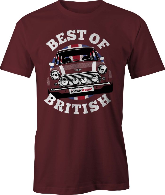 Maroon Best of British Mini Cooper T Shirt